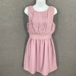 XXI Forever 21 Blush Pink Sleeveless‎ Pleated Fit & Flare Dress Sz S Romantic
